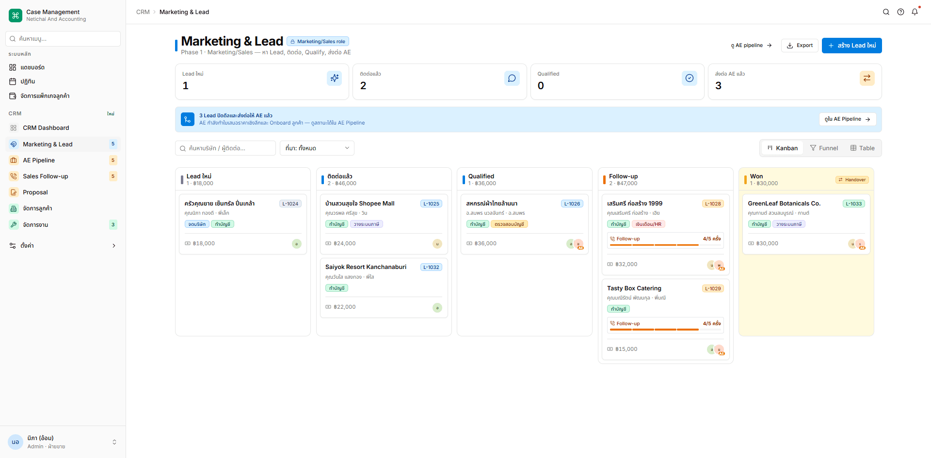 CRM สำหรับสำนักงานบัญชี